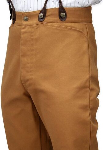 Historical Emporium Men's High Waist Classic Canvas Work Trousers in Kuwait