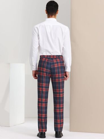 Lars Amadeus Men's Dress Plaid Pants Casual Regular Fit Flat Front Stretch Checked Trousers in Saudi Arabia