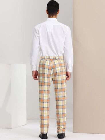 Lars Amadeus Men's Dress Plaid Pants Casual Regular Fit Flat Front Stretch Checked Trousers in Saudi Arabia