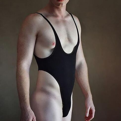 IBTOM CASTLE Men's Sexy Leotard Bodysuit Deep U Neck High Cut Backless Dance Wrestling Singlet Men Thongs Fitness Underwear in Saudi Arabia