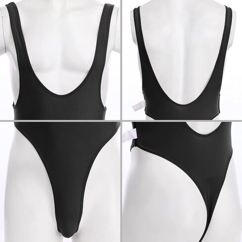 IBTOM CASTLE Men's Sexy Leotard Bodysuit Deep U Neck High Cut Backless Dance Wrestling Singlet Men Thongs Fitness Underwear in Saudi Arabia