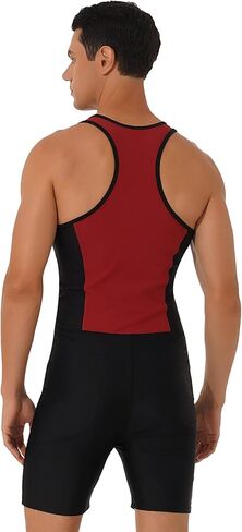 YONGHS Men's Tank Top Swim Bodysuit Wrestling Singlet Zipper Leotard Underwear Gym Sports Boxer Jumpsuit in Kuwait