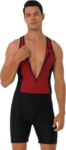 YONGHS Men's Tank Top Swim Bodysuit Wrestling Singlet Zipper Leotard Underwear Gym Sports Boxer Jumpsuit in Kuwait