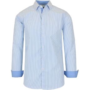 Galaxy by Harvic Men's Long Sleeve Pinstripe Dress Shirt, Cotton Polyester Slim Fit Shirt for Business Casual Outdoors(S-3XL) in Kuwait