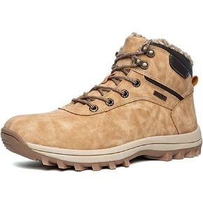 Men's Lightweight Snow Boots Men Winter Warm Lining Anti-Slip Mid Top Leather Sneakers for Hiking Working Driving Outdoor Trekking Hiker Shoes in Saudi Arabia