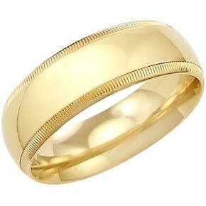 14k Solid Yellow Gold Milgrain Wedding Heavy Ring Band 8MM - Size 12 in Saudi Arabia