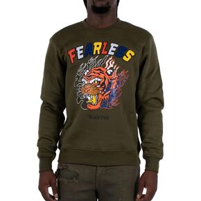 سويت شيرت رجالي "Fearless" برسومات النمر ومتعدد الأنسجة | ملابس على طراز مغني الراب الهيب هوب الشرسة in Saudi Arabia