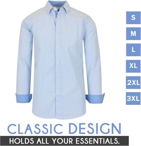 Galaxy by Harvic Men's Long Sleeve Pinstripe Dress Shirt, Cotton Polyester Slim Fit Shirt for Business Casual Outdoors(S-3XL) in Kuwait