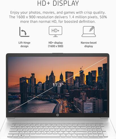 HP 17 Laptop PC, AMD Ryzen 3 5300U, 4 GB RAM, 256 GB SSD, 17.3" HD+ Display, Windows 11 Home, Wi-Fi & Bluetooth Combo, Long Battery Life, HD Webcam, Custom-Tuned Speakers (17-cn0020nr, 2022) in Saudi Arabia