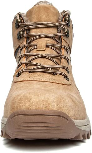 Men's Lightweight Snow Boots Men Winter Warm Lining Anti-Slip Mid Top Leather Sneakers for Hiking Working Driving Outdoor Trekking Hiker Shoes in Saudi Arabia