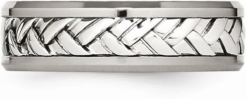 Sonia Jewels Titanium/Sterling Silver Inlay Polished 1pt. Diamond 7mm Wedding Band in Saudi Arabia