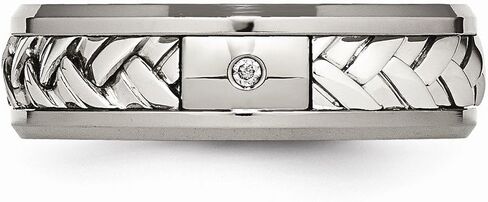 Sonia Jewels Titanium/Sterling Silver Inlay Polished 1pt. Diamond 7mm Wedding Band in Saudi Arabia