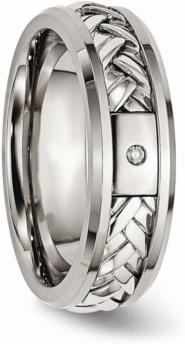 Sonia Jewels Titanium/Sterling Silver Inlay Polished 1pt. Diamond 7mm Wedding Band in Saudi Arabia