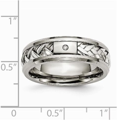Sonia Jewels Titanium/Sterling Silver Inlay Polished 1pt. Diamond 7mm Wedding Band in Saudi Arabia