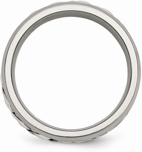 Sonia Jewels Titanium/Sterling Silver Inlay Polished 1pt. Diamond 7mm Wedding Band in Saudi Arabia