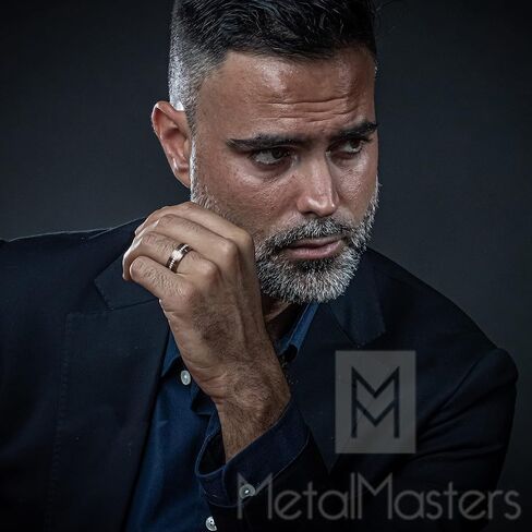 Metal Masters Co. Mens Rose Goldtone Eternity Tungsten Carbide Ring Dome Wedding Band CZ 8MM in Kuwait