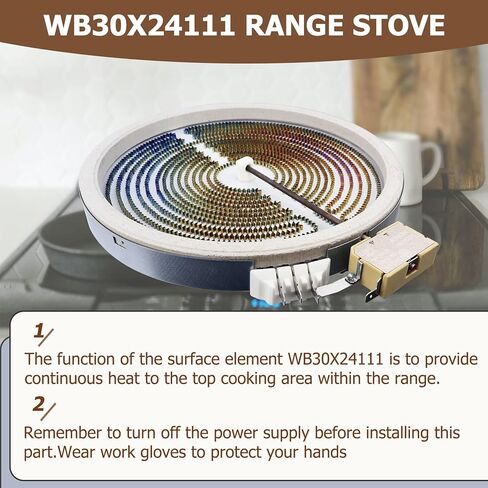 ترقية جديدة لنطاق WB30X24111 عنصر سطحي مزدوج مشع، تسخين مشع 9 بوصة، عنصر سطحي WB30X24111 متوافق مع موقد كهربائي ge ومجموعة ge الكهربائية. in Kuwait