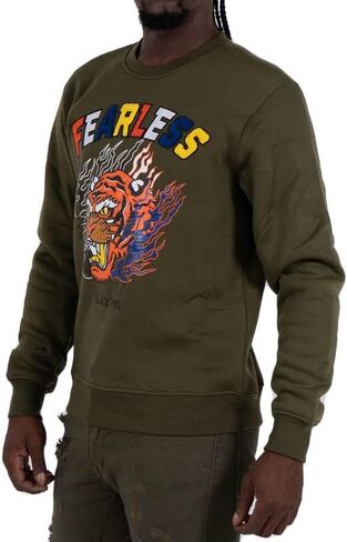 Men's "Fearless" Tiger Graphic Multi Texture Sweatshirt | Fierce Hip Hop Rapper Style Clothing in Saudi Arabia
