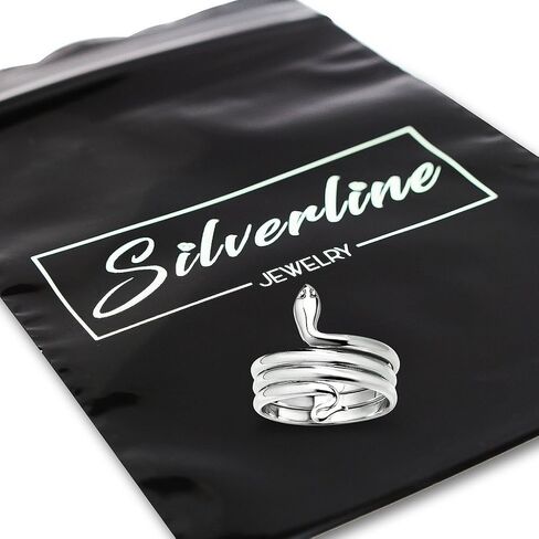 Silverline Jewelry - 925 Sterling Silver Snake Cobra Wrap Ring, Animal Themed Jewelry Size 6-12 in Saudi Arabia