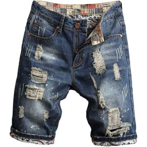 HZCX FASHION Men's Vintage Slim Fit Distressed Denim Shorts Cut-Off Jean Short in Saudi Arabia