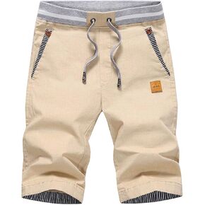 JustDay Mens Shorts Casual Summer Beach Shorts with Elastic Waist and Pockets Classic Fit Khaki XX-Large