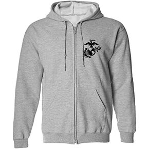 Marines Emblem left chest Full-Zip Hooded Sweatshirt in Gray in Kuwait