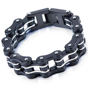 Dream Apparel Mens Stainless Steel Bike Chain Motorcycle Chain Bracelet for Women, 3/4 Inch Wide Heavy Metal Biker Bracelet, Bicycle Link Chain Bracelet in Saudi Arabia