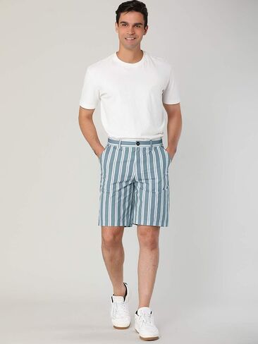 Lars Amadeus Men's Summer Striped Shorts Slim Fit Flat Front Walk Chino Seersucker Pants in Saudi Arabia