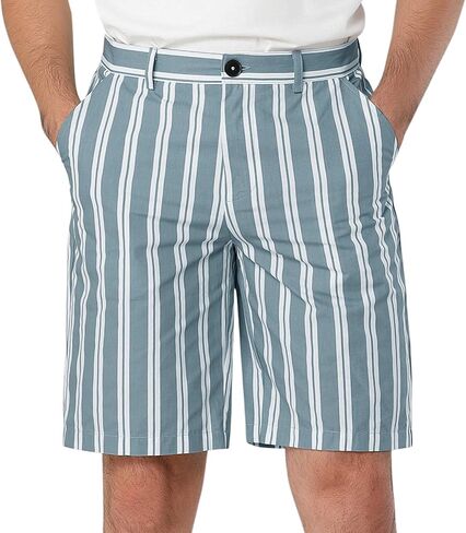 Lars Amadeus Men's Summer Striped Shorts Slim Fit Flat Front Walk Chino Seersucker Pants in Saudi Arabia