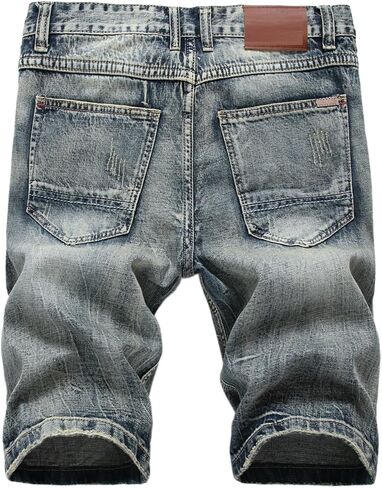 chouyatou Men's Classic Fit Stylish Distressed Straight Leg Ripped Denim Shorts in Saudi Arabia
