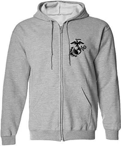 Marines Emblem left chest Full-Zip Hooded Sweatshirt in Gray in Kuwait