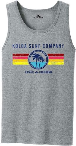 Koloa Surf Mens Seas and Stripes Logo Cotton Tank Tops in S-4XL in Saudi Arabia