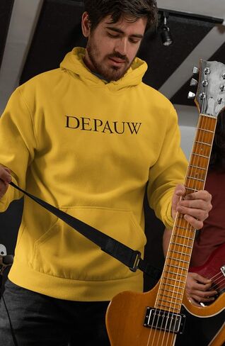 CreateMyTee | DePauw Black Text Hooded Sweatshirt | in Saudi Arabia