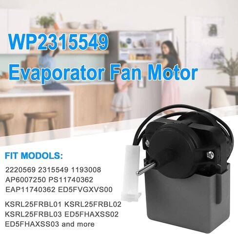 2315549 Refrigerator Evaporator Fan Motor Compatible with Whirlpool Kenmore Refrigerator Replaces WP2315549 2220569 1193008 AP6007250 PS11740362 EAP11740362 ESF-U2A in Saudi Arabia