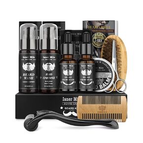 Beard Grooming Kit, Beard Kit with 2 Pack Beard Original Oil,Beard Brush,Wash Conditioner for After Shave Lotions,Balm,Combs,Razor & Brush Stands Scissor, Christmas Fathers Gifts for Men
