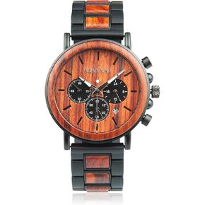 BOBO BIRD Men’s Casual Wrist Watch, Wood & Stainless Steel Watch with Luminous Pointers, Classic Analog Watches with Gift Box in Kuwait