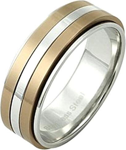 Classic Coffee Spinner Ring Womens Mens Stainless Steel Minimalist Copper Anti-Anxiety Band Sizes 5-9.5 in Kuwait