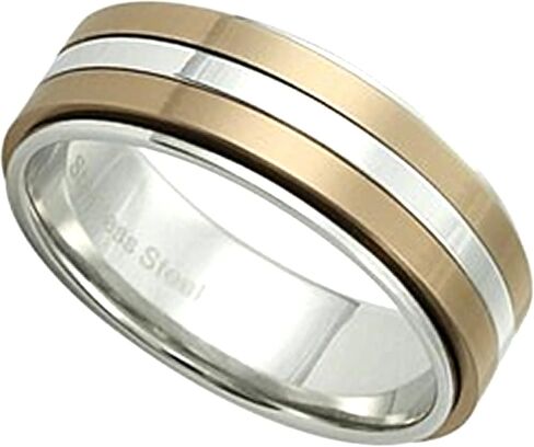 Classic Coffee Spinner Ring Womens Mens Stainless Steel Minimalist Copper Anti-Anxiety Band Sizes 5-9.5 in Kuwait