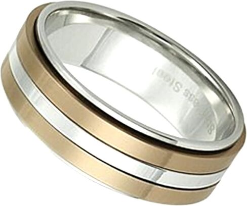 Classic Coffee Spinner Ring Womens Mens Stainless Steel Minimalist Copper Anti-Anxiety Band Sizes 5-9.5 in Kuwait