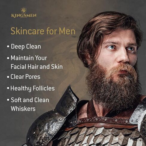Beard Wash - Kingsmen Premium - Holy Grail, Shower-Fresh Scent Beard Shampoo - Moisturizing Ingredients, Gentle Cleanser for Beards and Mustaches - Men’s Grooming Beard Wash For Beard Growth in Saudi Arabia