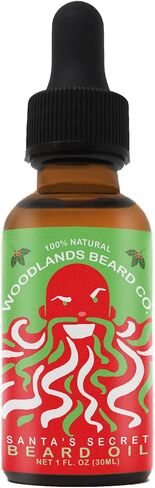 Santa's Secret Beard Oil Scented Like a Christmas Candy Cane With Peppermint, Clove, Ylang Ylang and Sweet Orange from Woodlands Beard Co. in Saudi Arabia