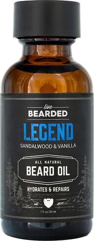 Live Bearded: Beard Oil - Premium All-Natural Beard Oil for Men with Jojoba Oil Beard Care - 1 fl oz - Made in the USA - Beard Oil for Dry Flaky Skin - 1880 Scented: Bourbon, Bitters, Citrus in Kuwait