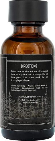 Live Bearded: Beard Oil - Premium All-Natural Beard Oil for Men with Jojoba Oil Beard Care - 1 fl oz - Made in the USA - Beard Oil for Dry Flaky Skin - 1880 Scented: Bourbon, Bitters, Citrus in Kuwait