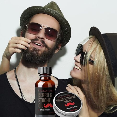 مجموعة زيت اللحية وبلسم اللحية للعناية بالشارب واللحية - قم بترويض وترطيب اللحية مع مجموعة العناية الفاخرة هذه من بيور بودي ناتشورالز، زيت (2 أونصة سائلة) وبلسم in Kuwait