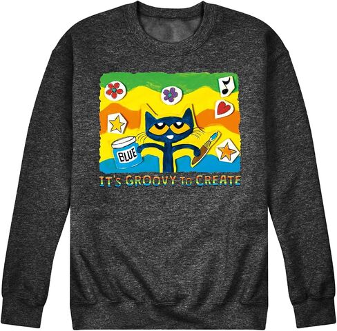 Pete the Cat - Groovy to Create - Men's Crew Neck Fleece Pullover in Saudi Arabia