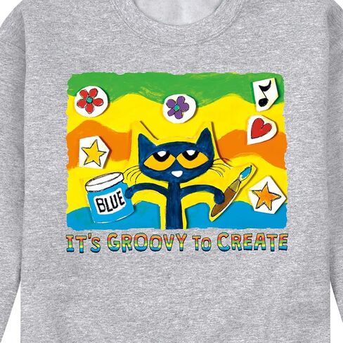 Pete the Cat - Groovy to Create - Men's Crew Neck Fleece Pullover in Saudi Arabia