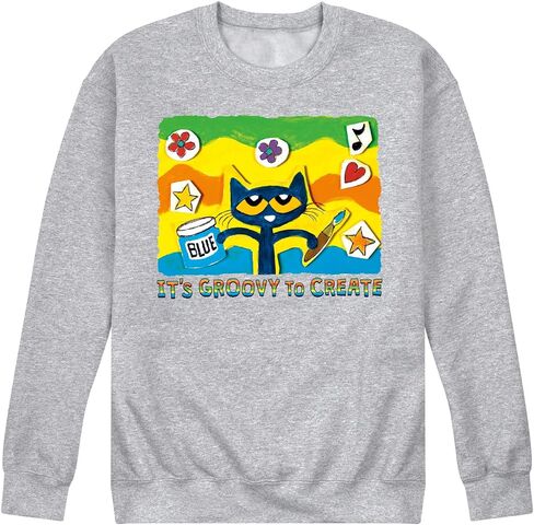 Pete the Cat - Groovy to Create - Men's Crew Neck Fleece Pullover in Saudi Arabia