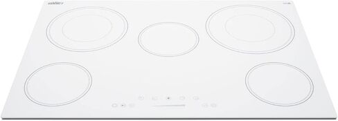 Summit Appliance CR5B30T8W 30" Wide 5-Burner Radiant Cooktop, White, Ceramic Glass Surface, Digital Touch Controls, 9 Power Levels, Programmable Timer, Residual Heat Indicator, 208-240v Operation in Saudi Arabia