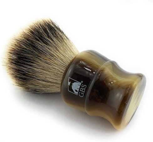 G.B.S Large 26 MM Silver-tip Badger Bristle Men's Shaving Brush Faux Horn Handle Use Any Razor Shave Soap, Cream Enjoy Wet Shave Convenient Comfortable Effortless Glide Travel Friendly in Saudi Arabia