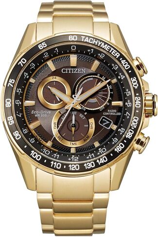 Men's Citizen Eco-Drive Chronograph Gold-Tone Stainless Steel Bracelet Watch CB5912-50E in Kuwait